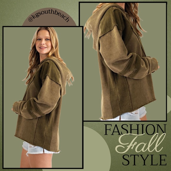 EASEL "Keep You Happy" Lux Brushed Cotton Blend Loose Pullover Hoodie Mix Fabric - Picture 6 of 16